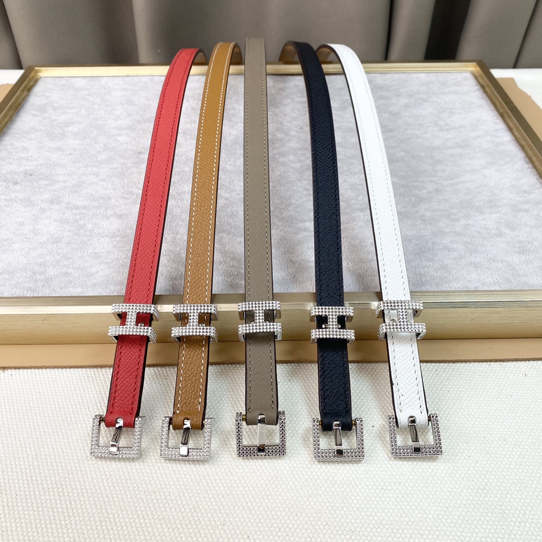 TOP HERMES Calf Leather Belt 1.5cm - 2 Colour
