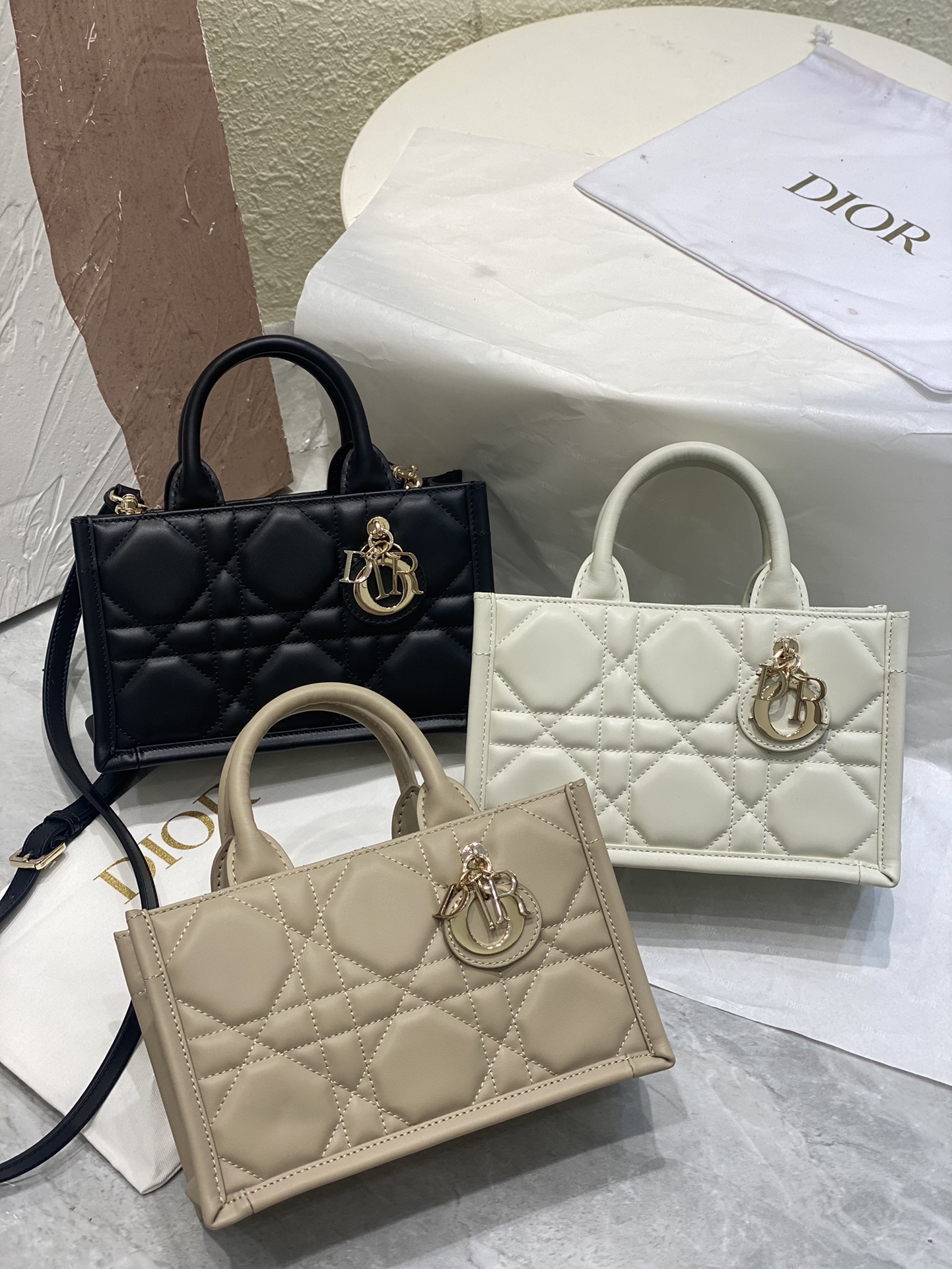 TOP Christian Dior Calfskin Book Tote Bags 21.5x13x7.5cm - 3 Colors