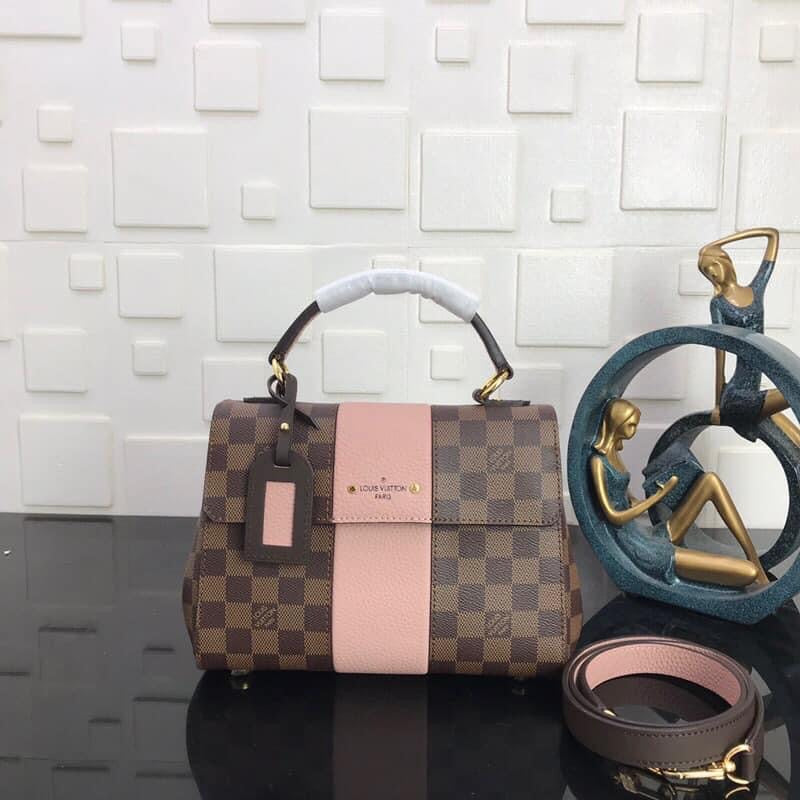 TOP Louis Vuitton LV L*V Magnolia Damier Ebene Canvas Bond Street 17× 24×9 cm - Pink