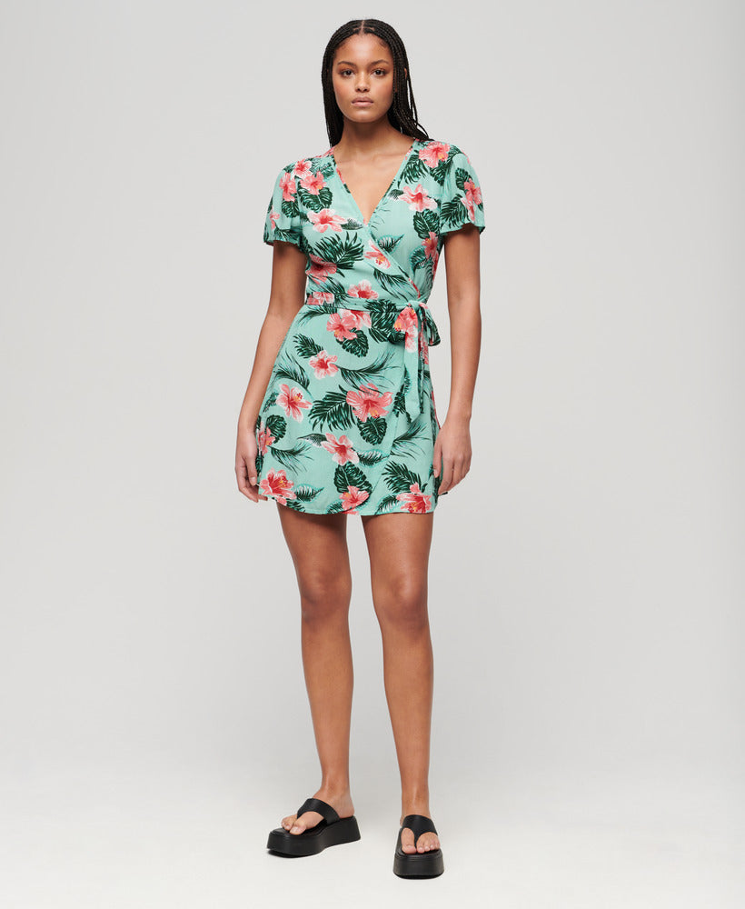 Printed Mini Wrap Dress | Luna Rose Mint
