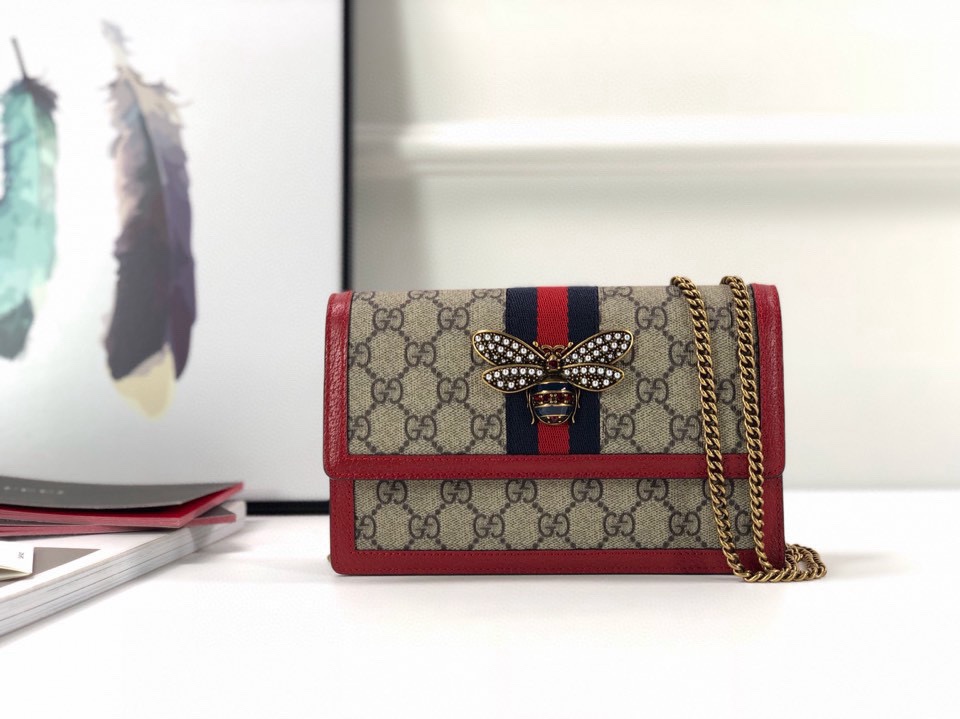 TOP GUCCI GG Supreme Monogram Chain Bag 20x12.5x4cm - 2 Color