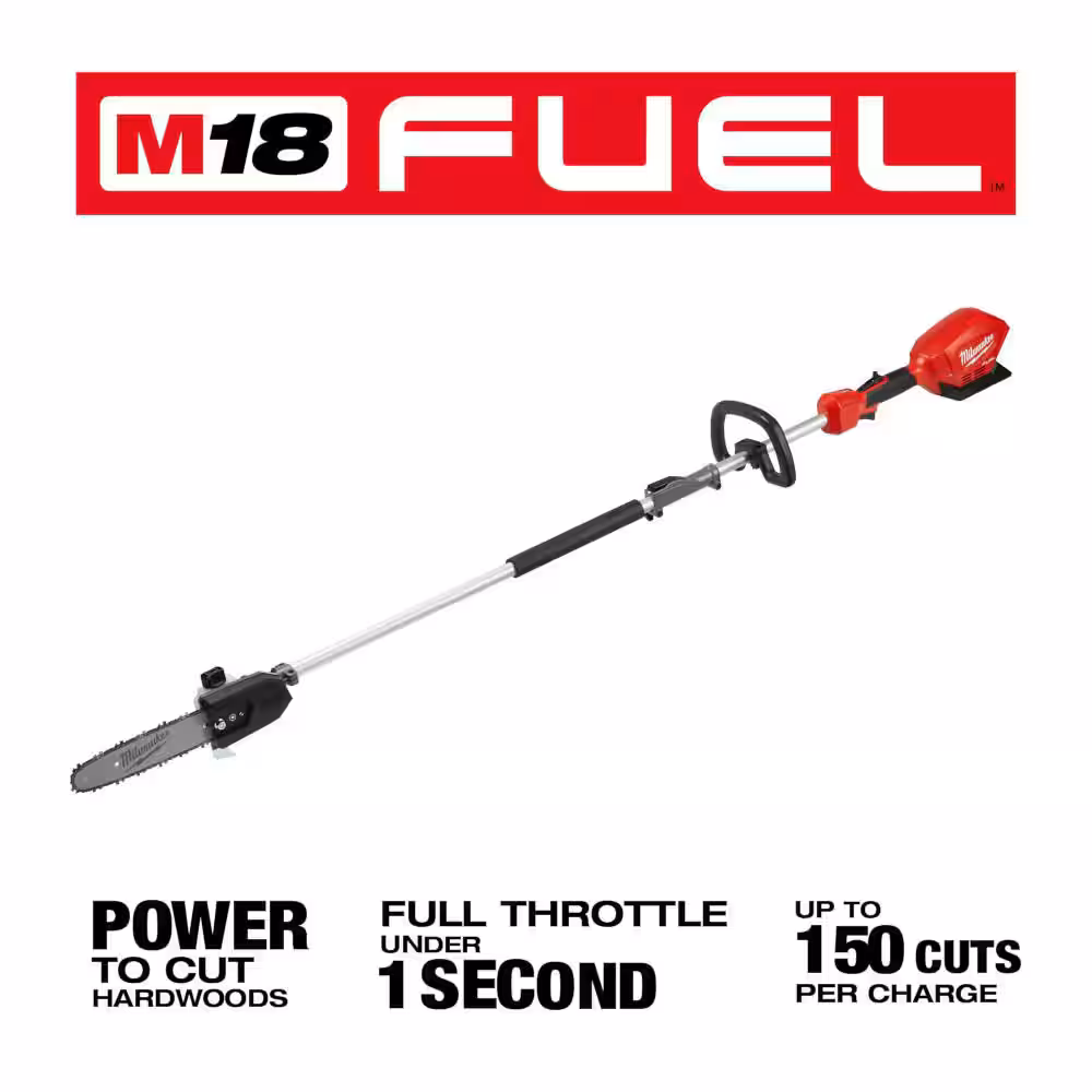 M18 FUEL 10 in. 18V Lithium-Ion Brushless Electric Cordless Pole Saw with M18 QUIK-LOK Hedge Trimmer Attachment (2-Tool)