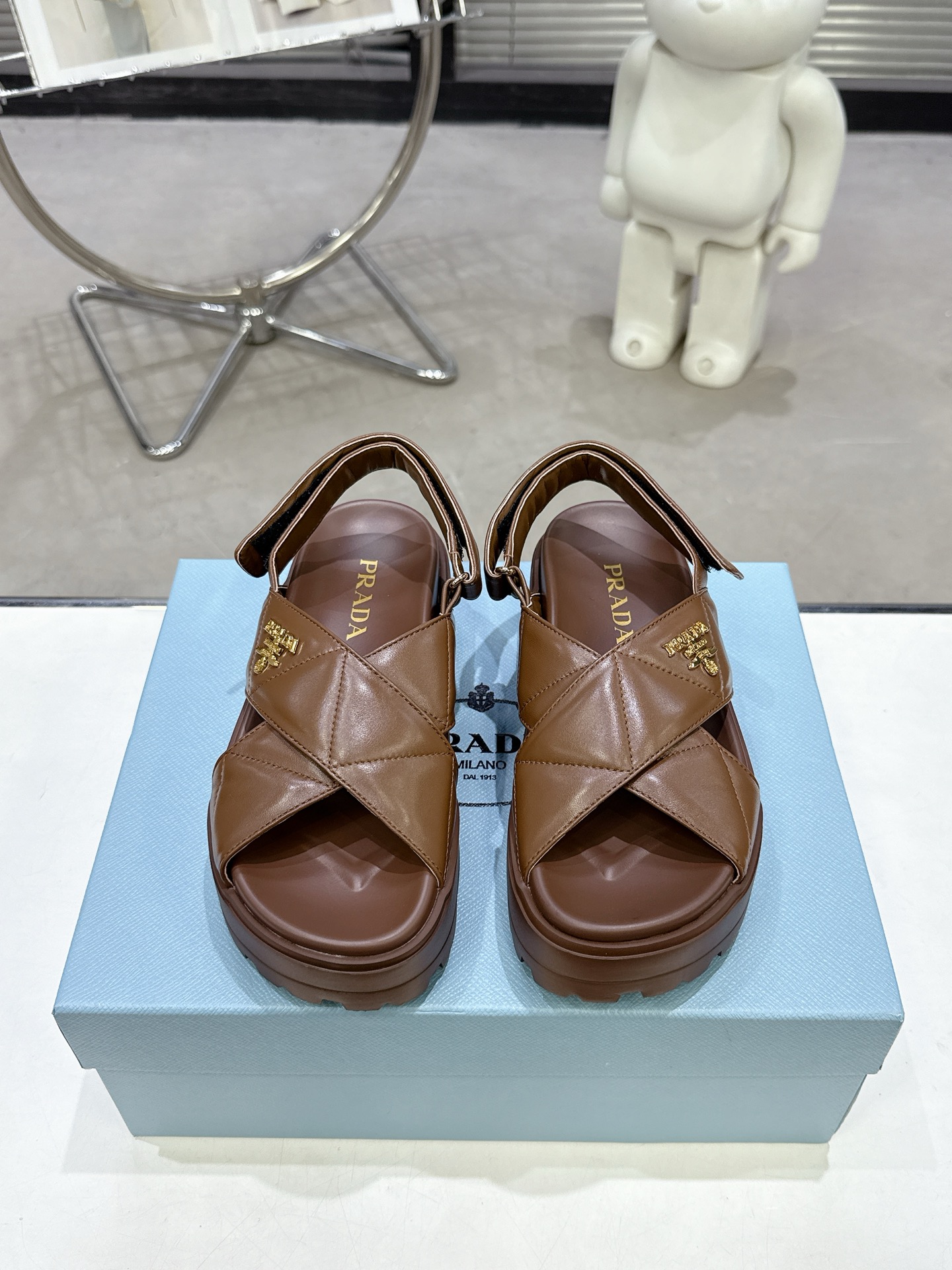 TOP PRADA Thick Sole Sandals - Brown