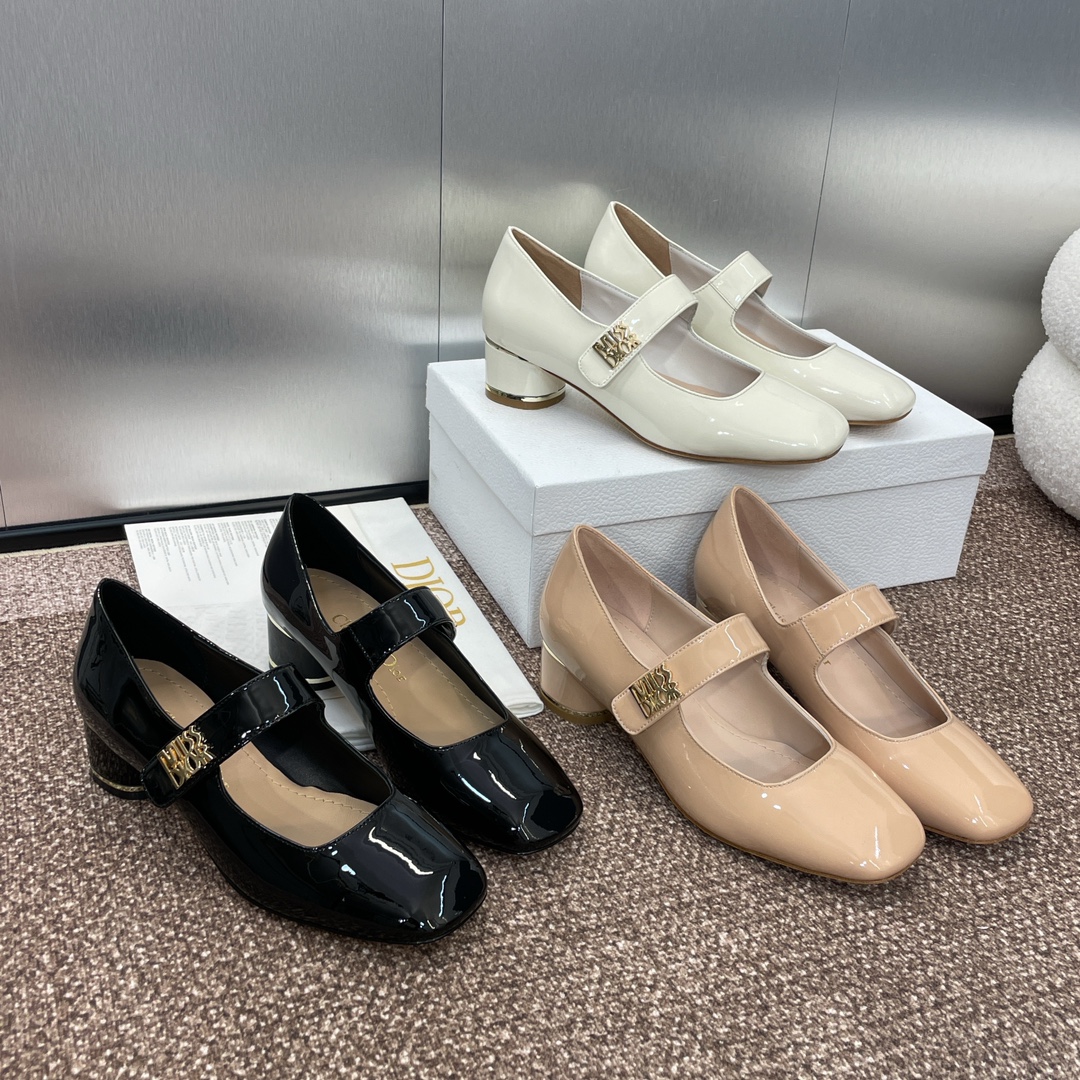TOP Christian Dior MISS DIOR Chunky Heel Square Toe Mary Jane Shoes - 3 Color