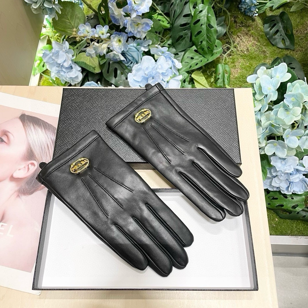 TOP PRADA Sheepskin Gloves - Black