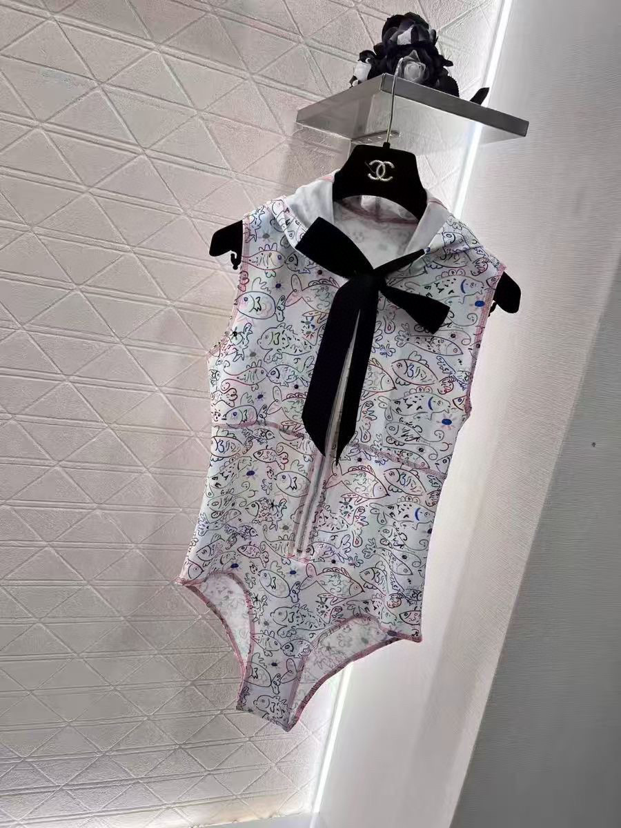 TOP CHANEL One-Piece Swimsuit - White