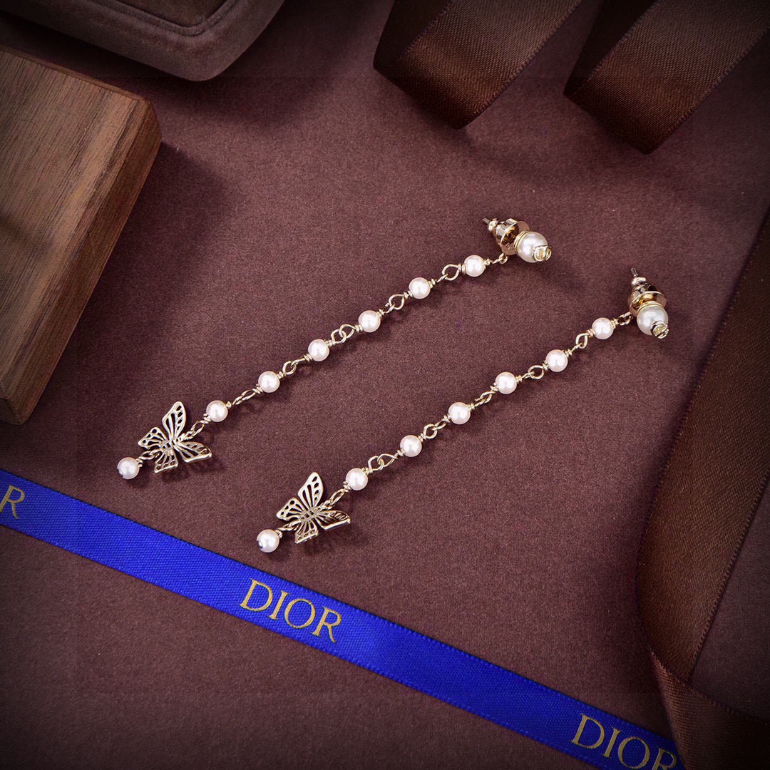 TOP Christian Dior Butterfly Earrings -Gold