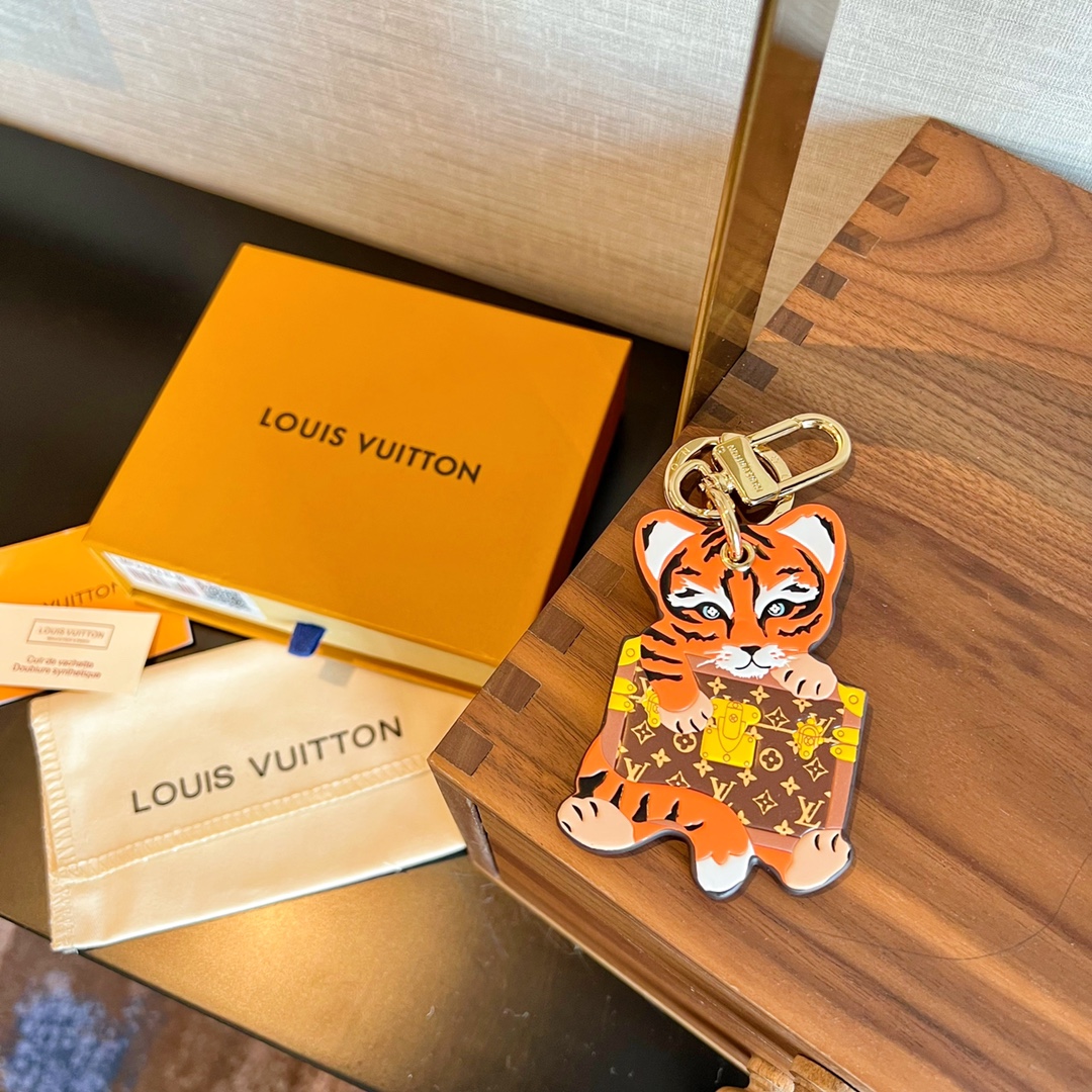TOP Louis Vuitton LV Tiger Keychain-Brown