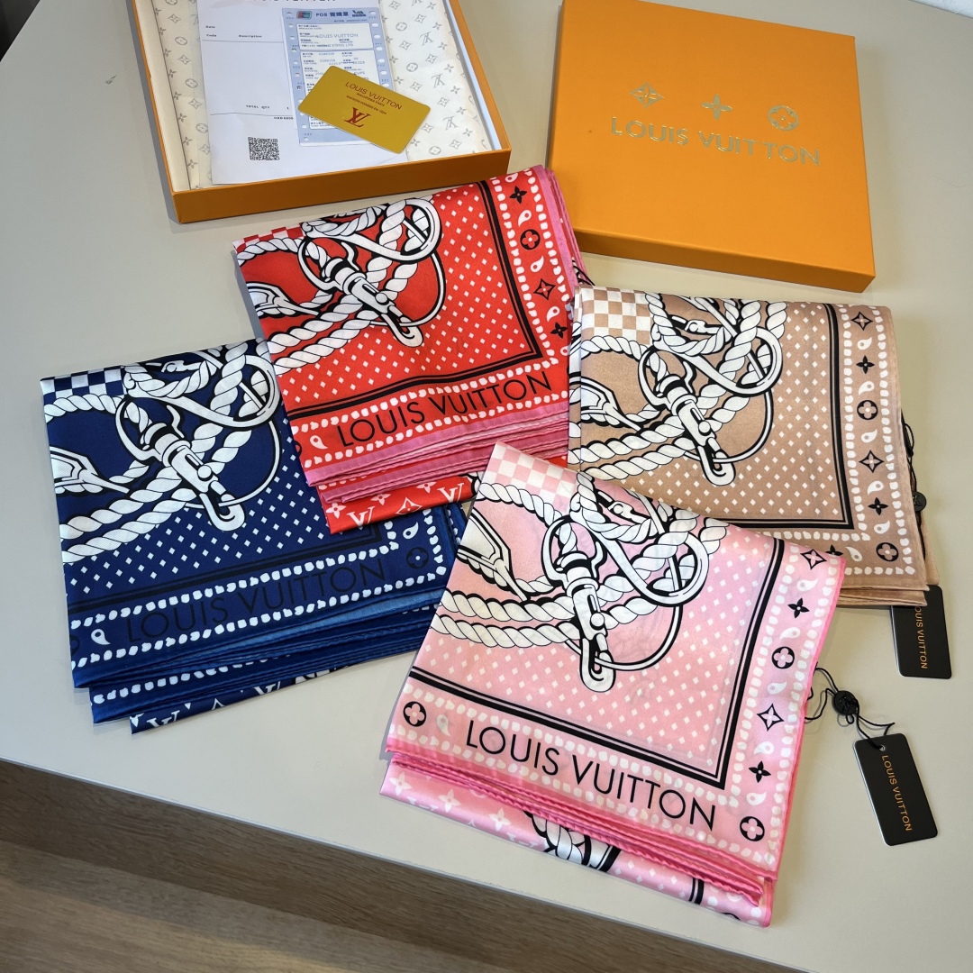 TOP Louis Vuitton LV Silk Square Scarf 90 x 90 cm - 4 Colors