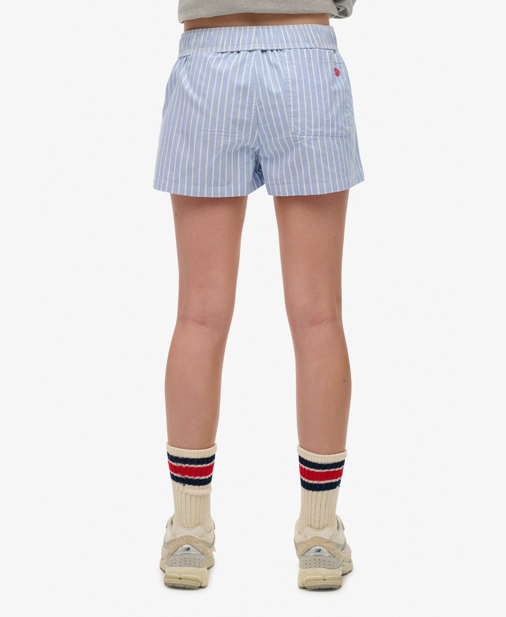 Cotton Stripe Elastic Short | Broker Blue Stripe