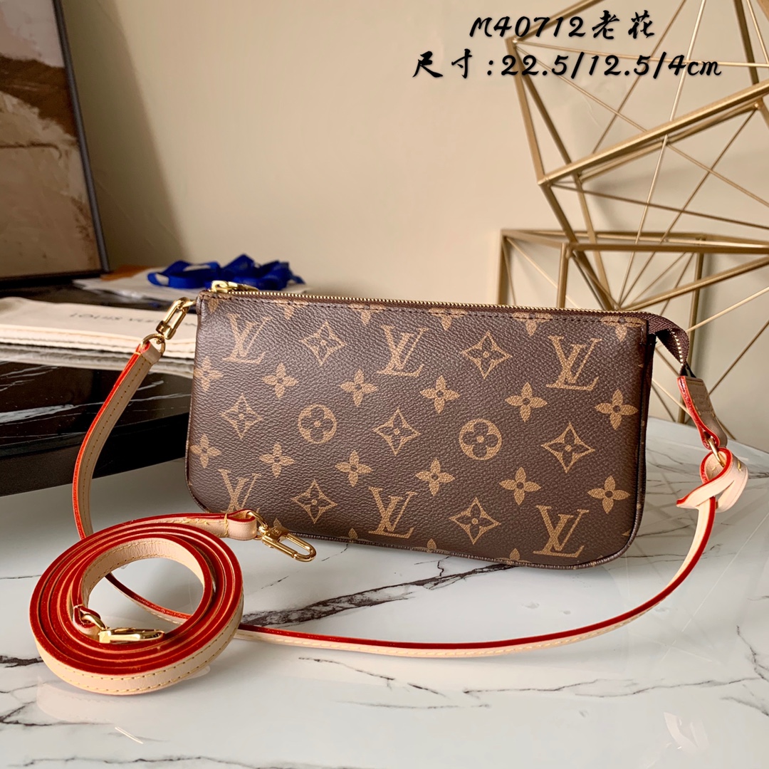 TOP Louis Vuitton LV Mini Pochette Accessoires Bags  22.5 x 4 x 12.5 cm- Monogram