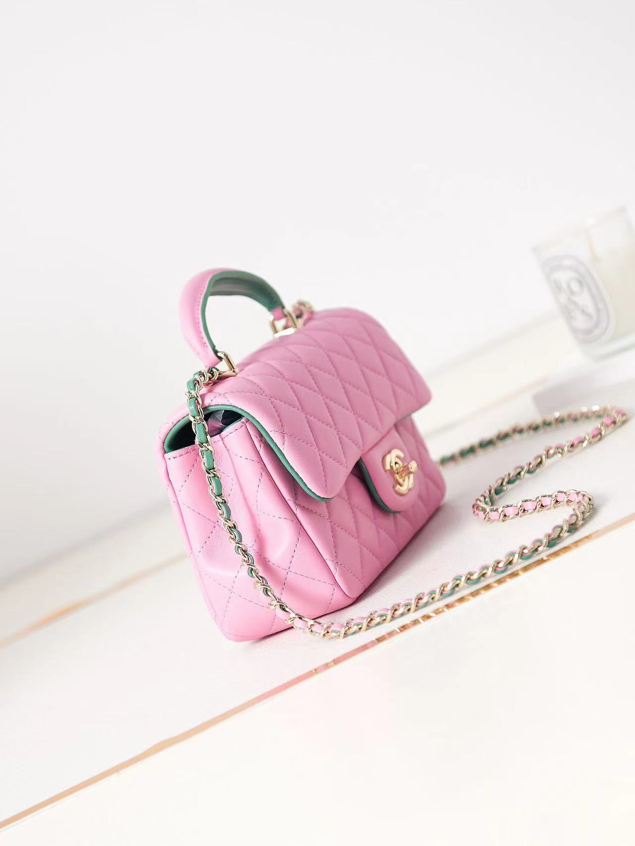 TOP CHANEL CoCo Handle Bag  20cm - Pink & GHW