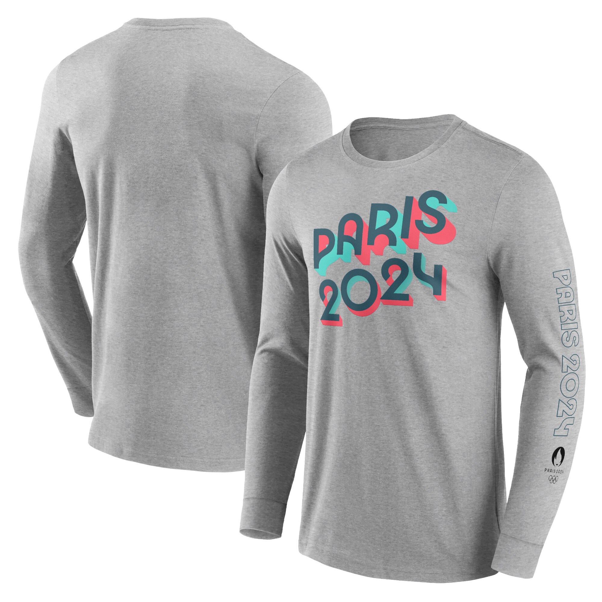 Men's Fanatics Heather Gray Paris 2024 Summer Olympics Bold Stripe Long Sleeve T-Shirt