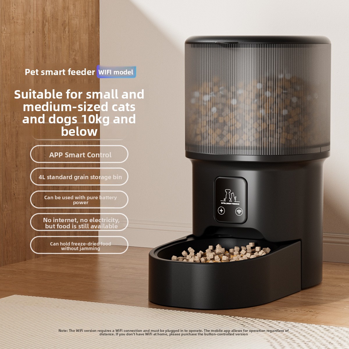 Smart Pet Automatic Feeder 4L Large Capacity Mobile Phone WiFi Interactive Cat Automatic Feeder Pet Supplies - PawPro UK