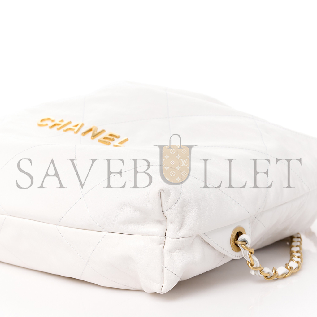 CHANEL MASTER SHINY CALFSKIN QUILTED CHANEL 22 BACKPACK WHITE (34*29*10.5cm)