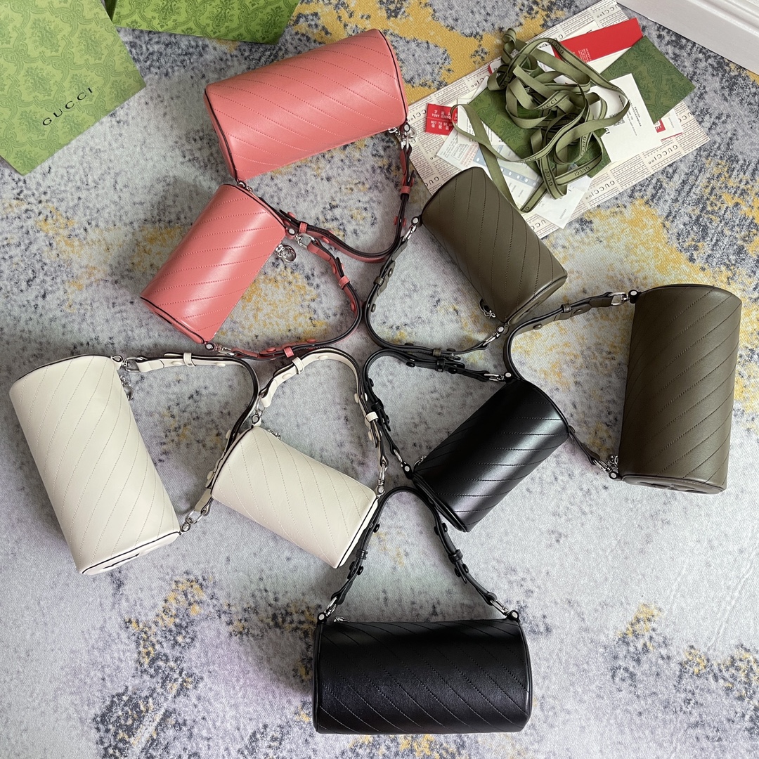 TOP GUCCI Cowhide Cylindrical Bag - 18.5X10X10CM/25X13X12CM - 4 Colors