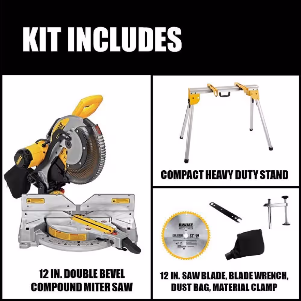 15 Amp Corded 12 in. Double Bevel Compound Miter Saw and Heavy-Duty Work Stand