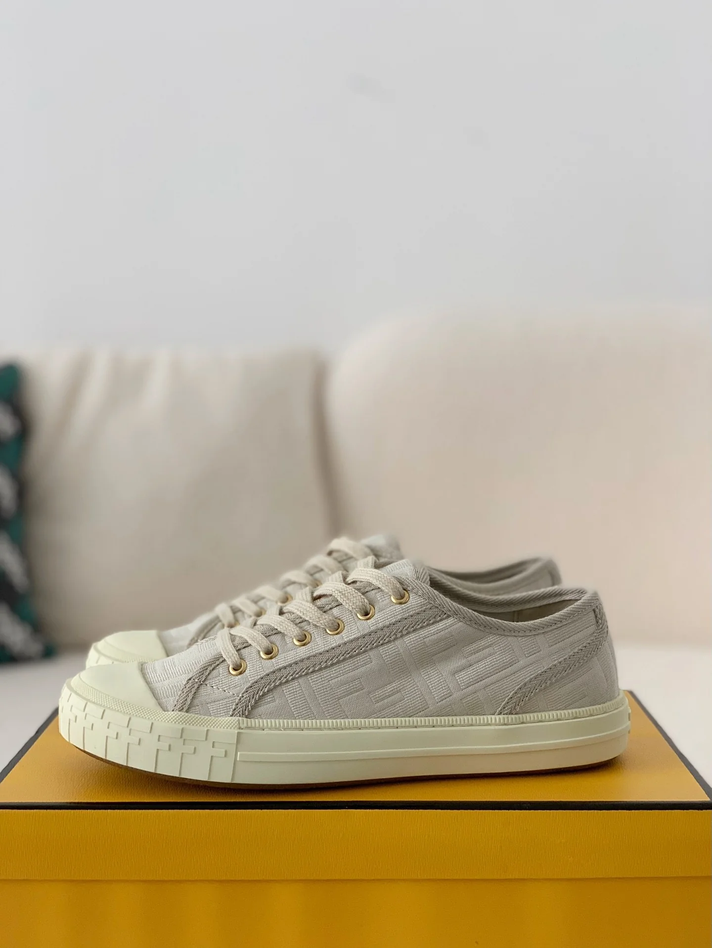 WWWShoes Vintage Monogram Jacquard Canvas Sneakers Low Top Lace Up Casual Flat Shoes Unisex Daily Walking Trainers