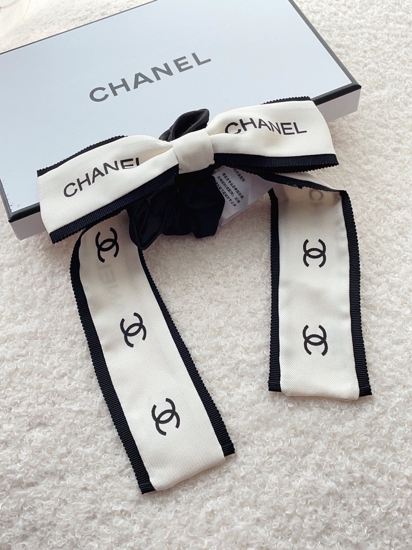 TOP CHANEL Bow Tie Hair Loop Ribbon - 2 Colour