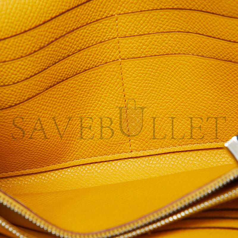 HERMES JAUNE EPSOM LEATHER KELLY LONGUE WALLET PALLADIUM HARDWARE 101700 (20*12*2cm)