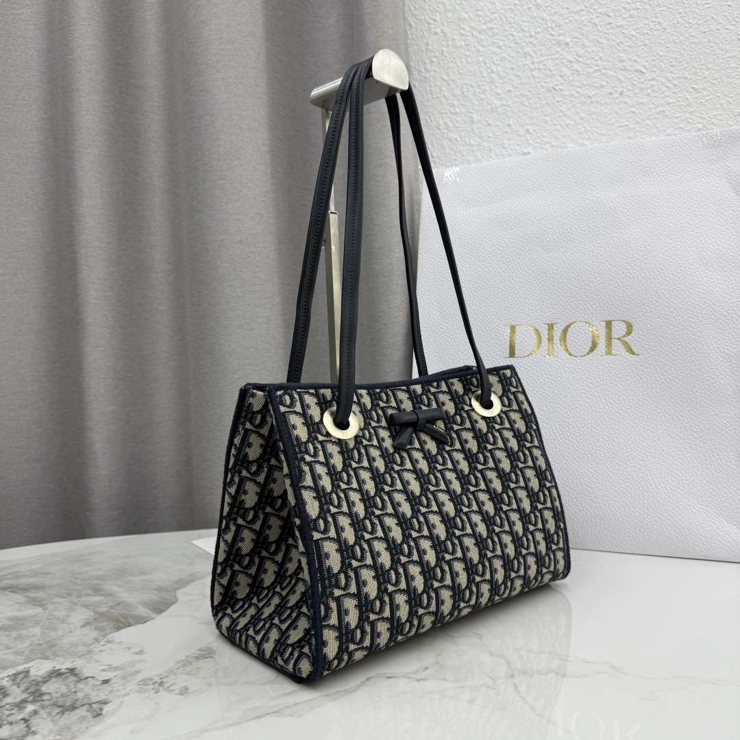 TOP Christian Dior Oblique Bow Shopping Bag 27x19x13.5cm - GHW