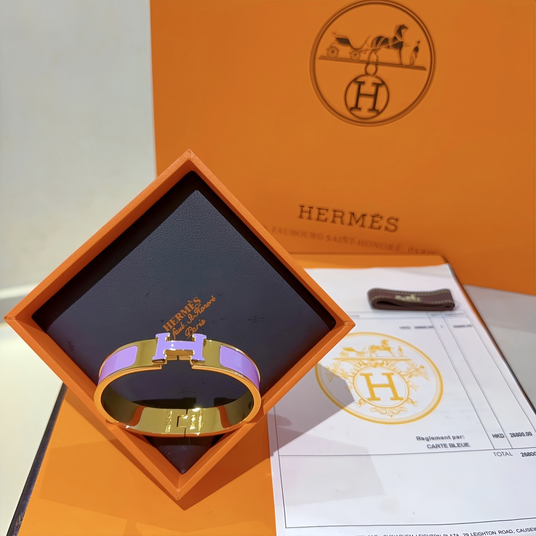 TOP HERMES Enamel Bracelet -Purple