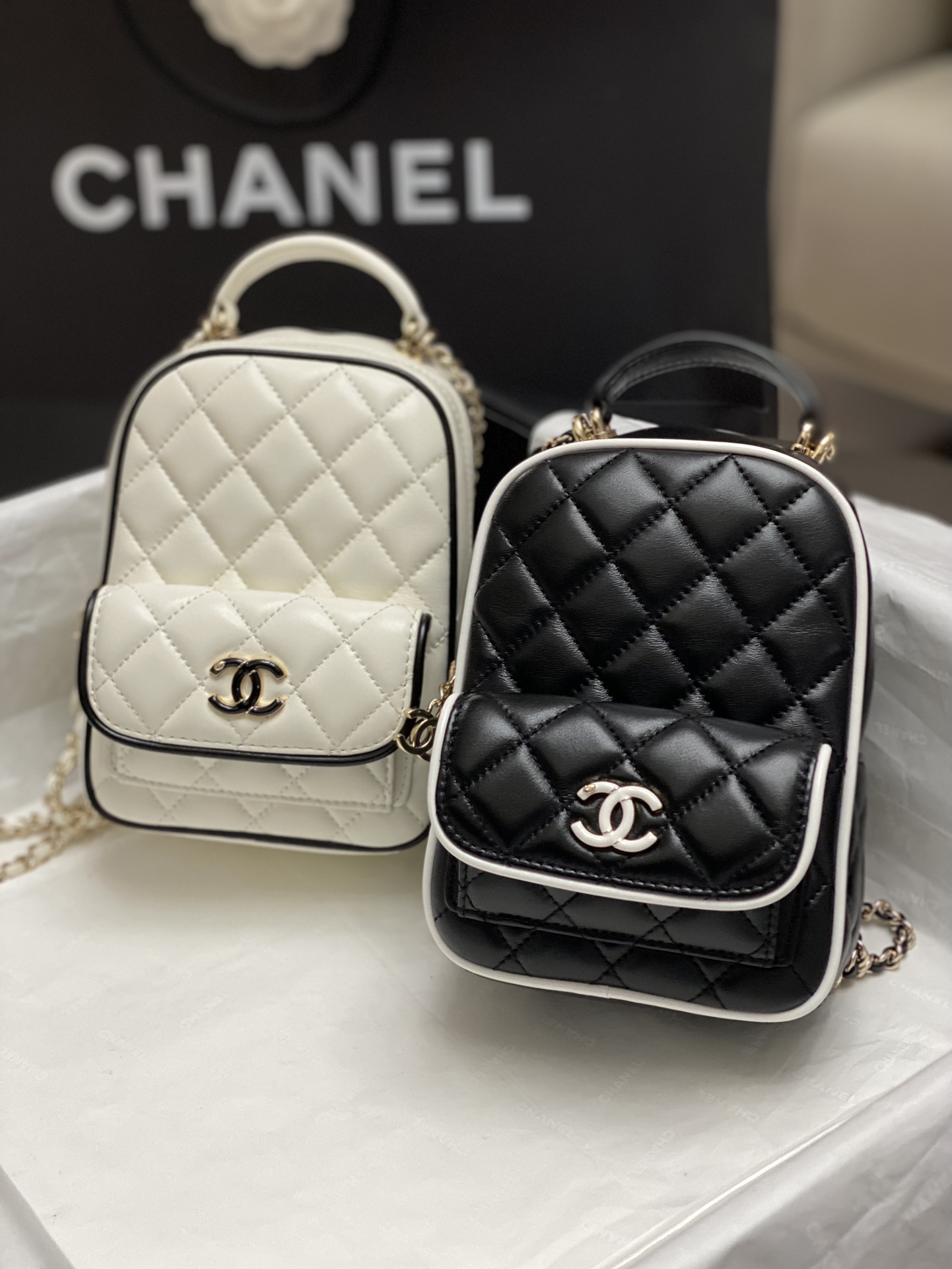 TOP CHANEL Backpack 18*13*9cm - 2 Color&GHW