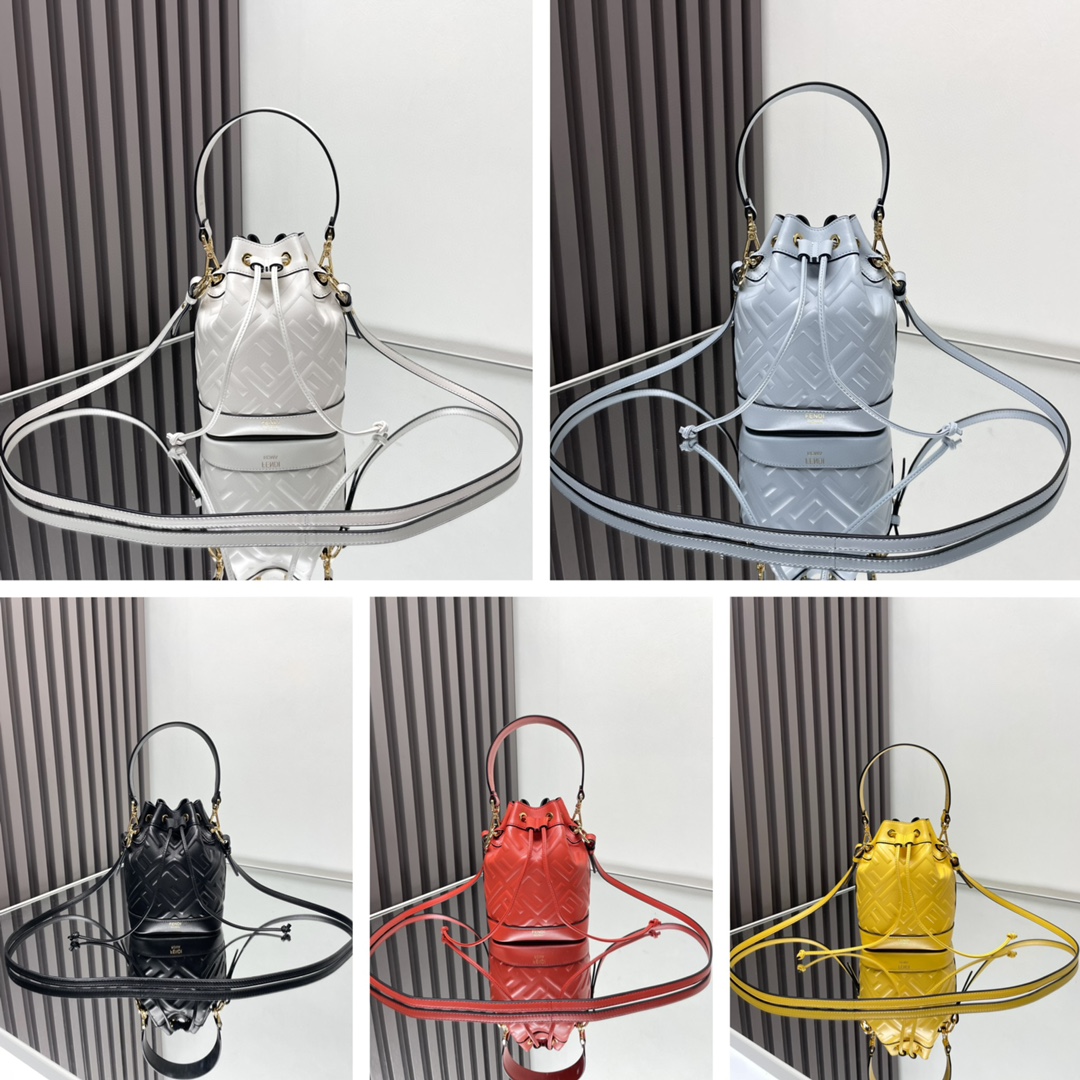 TOP FENDI Mon Tresor FF Embossed Bucket Bag 12x14x18cm - 5 Color