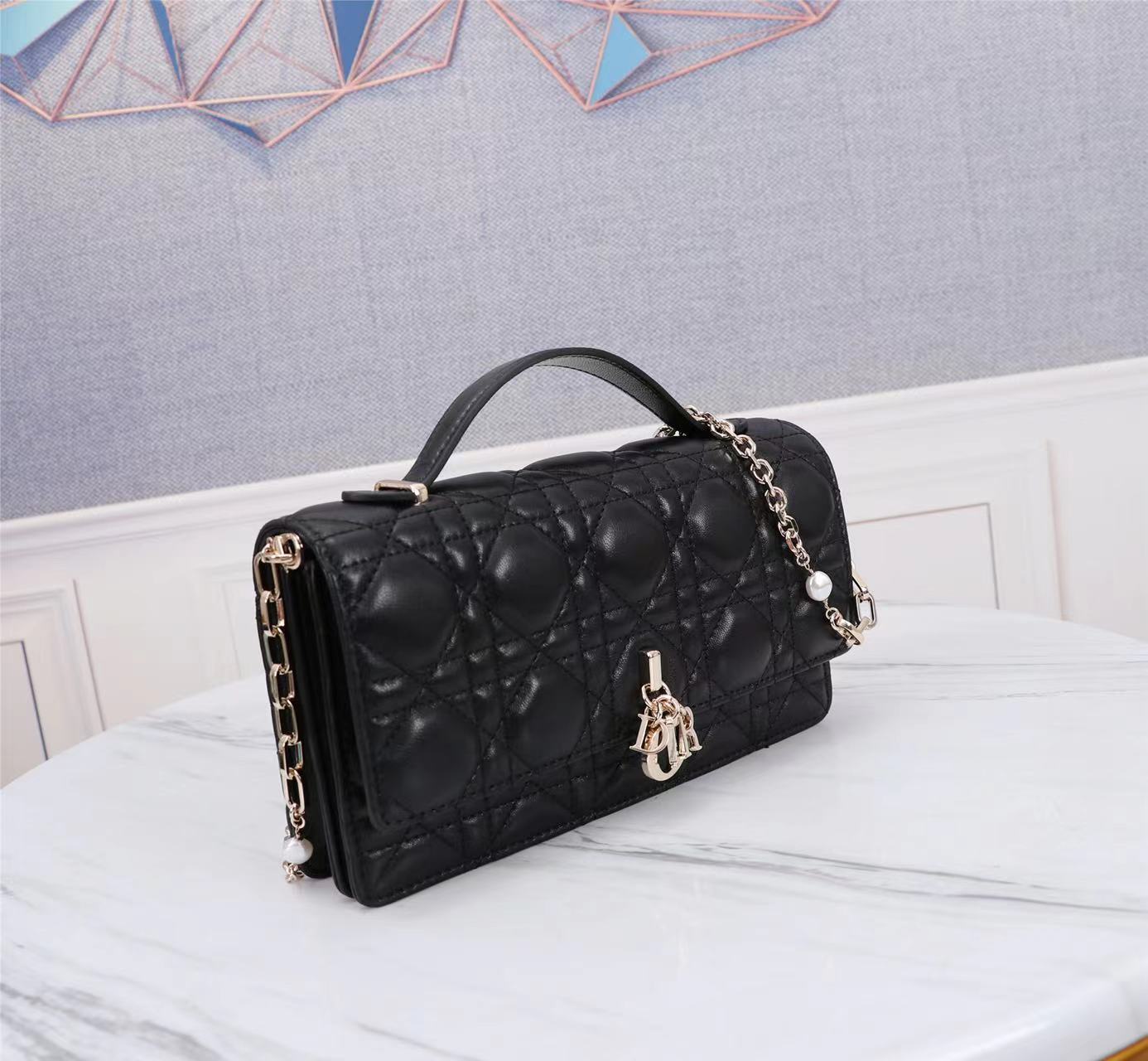 TOP Christian Dior Lady Christian Dior Phone Pouch Bag 21 x 11.5 x 4.5 cm - Black