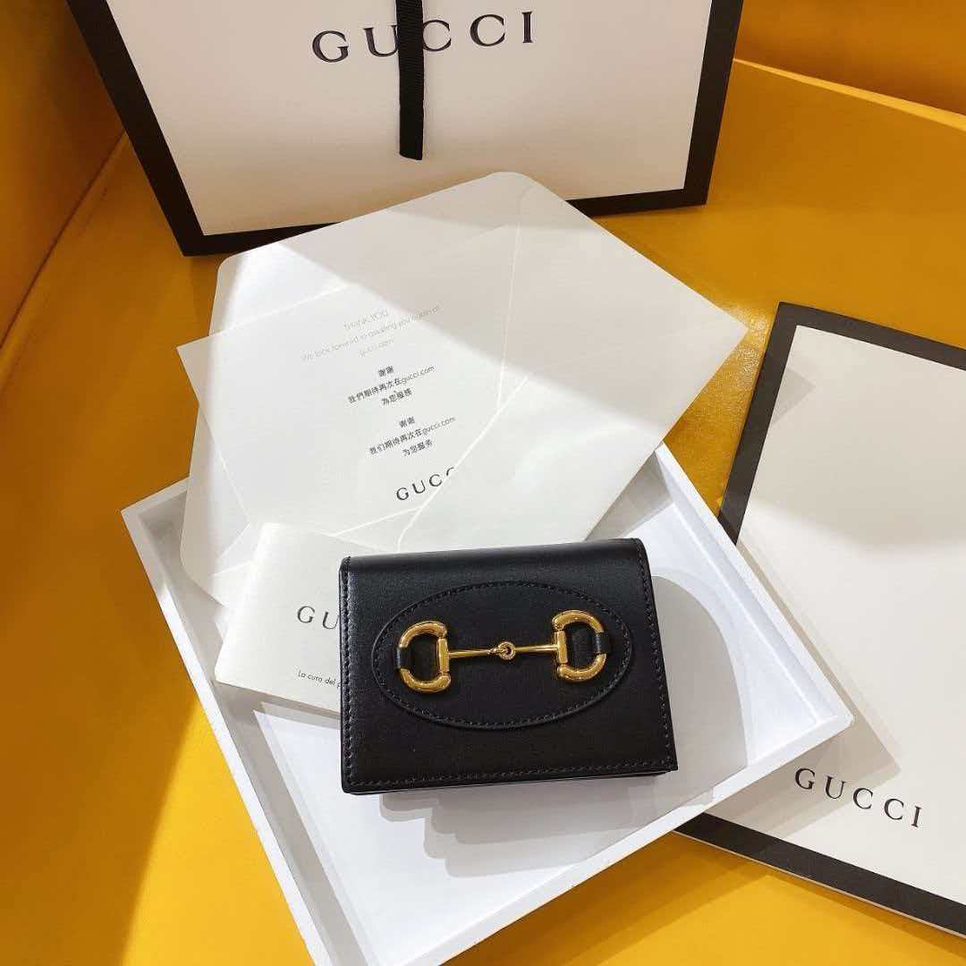 TOP GUCCI Horsebit Compact Folding Wallet - 2 Colors