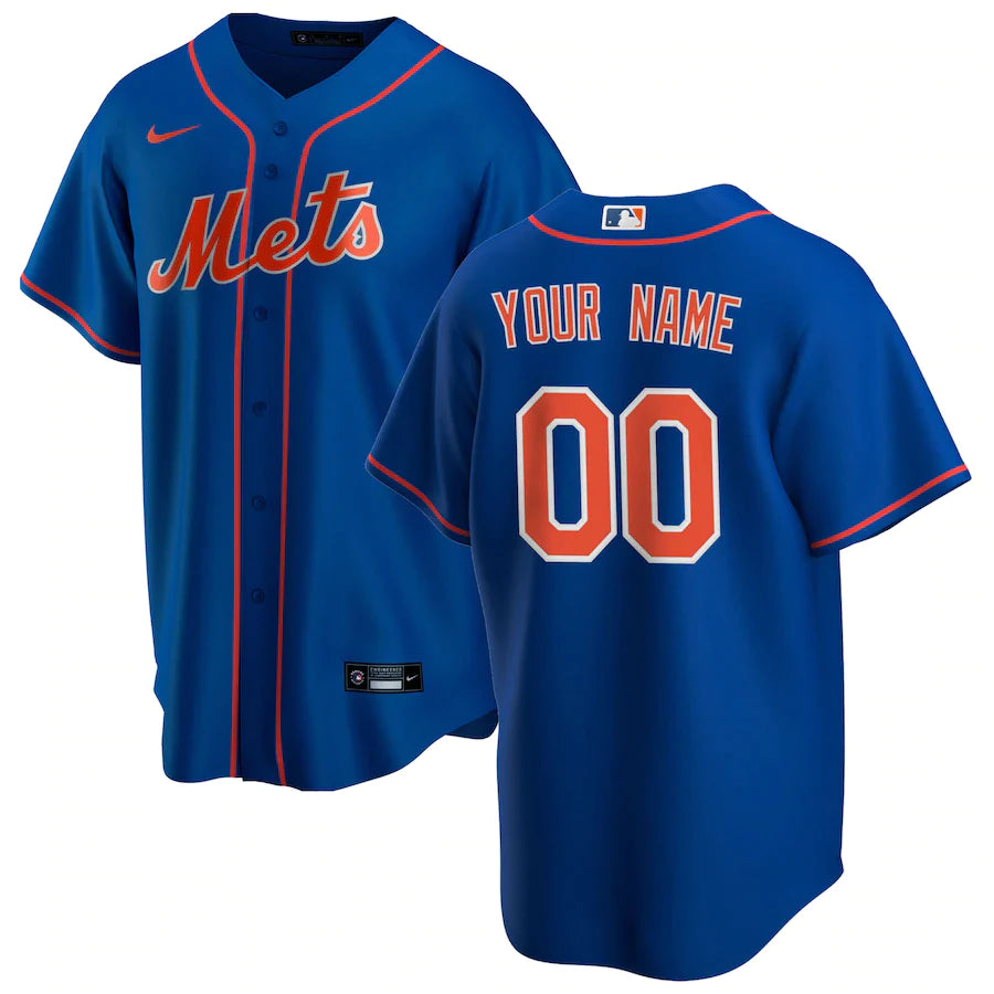 Custom New York Mets Stitched Game Jersey Blue