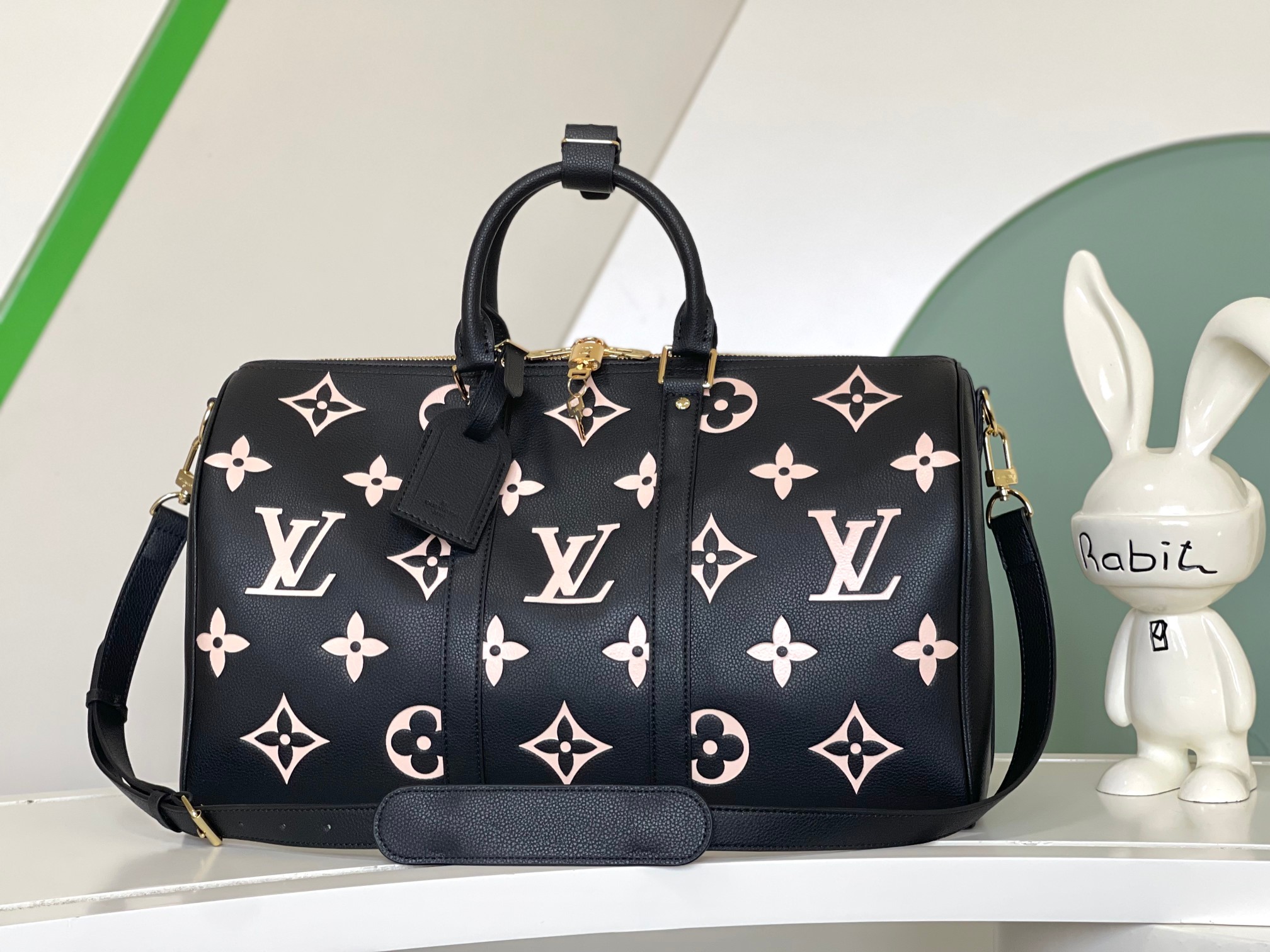 TOP Louis Vuitton LV Keepall Bandoulière 45 Monogram Empreinte Handbag - Black - 45x27x20cm