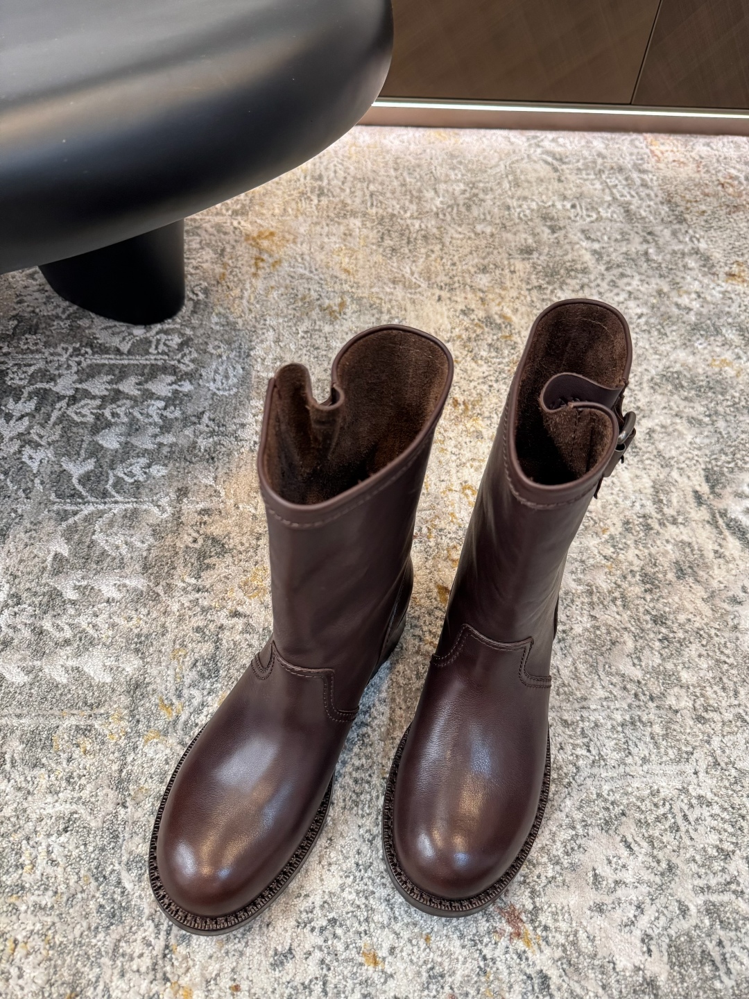 TOP PRADA Leather Short Boots 4cm Low Heels -  2 Color