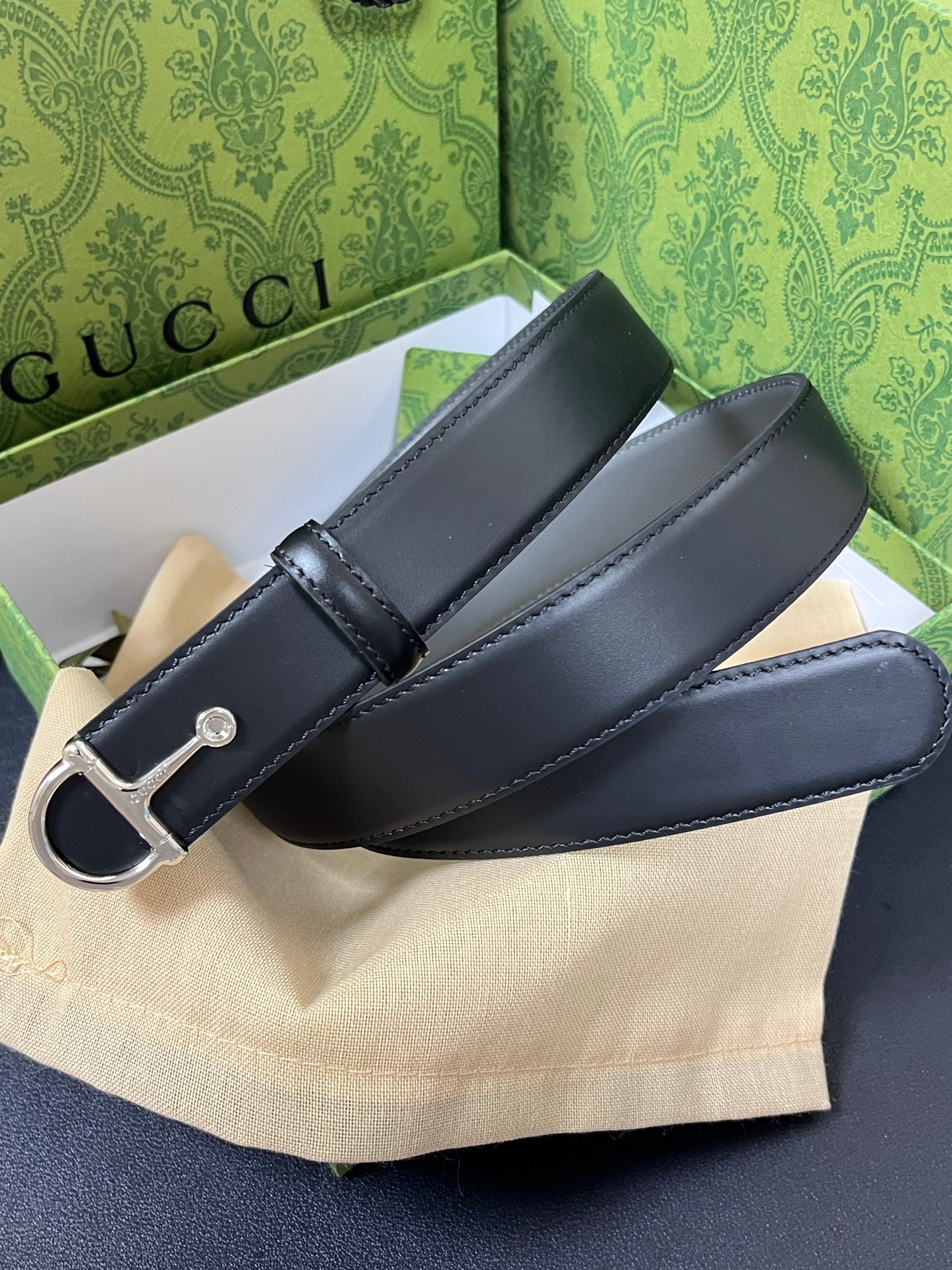 TOP GUCCI Classic Leather Belt - 3.0cm - Black