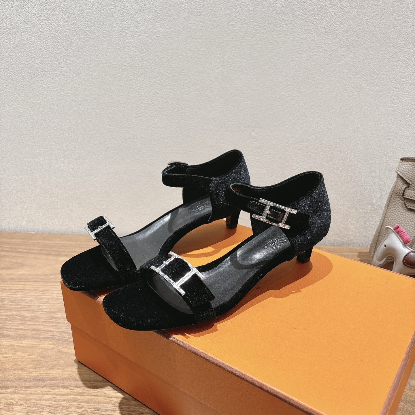 TOP HERMES Eclair 4.5cm/7cm/10.5cm High Heels Shoes - Black