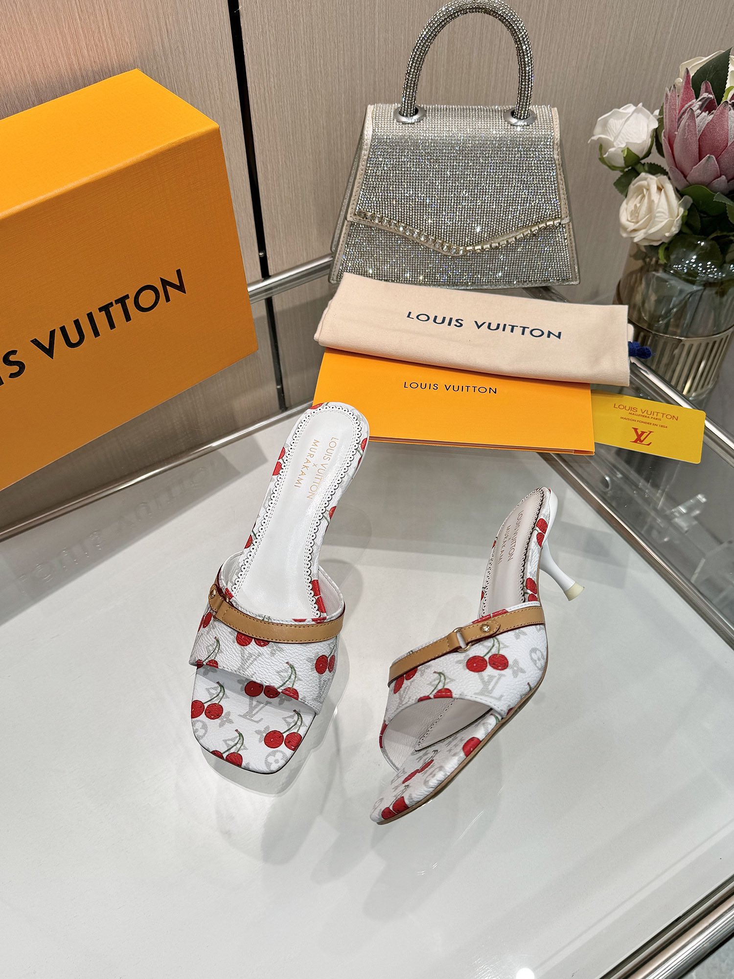 TOP Louis Vuitton LV Cherry Mid-Heeled Slippers - 4 Colour