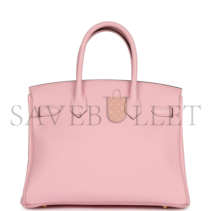 HERMÈS BIRKIN 30 ROSE SAKURA VERSO CLEMENCE GOLD HARDWARE (30*22*16cm)