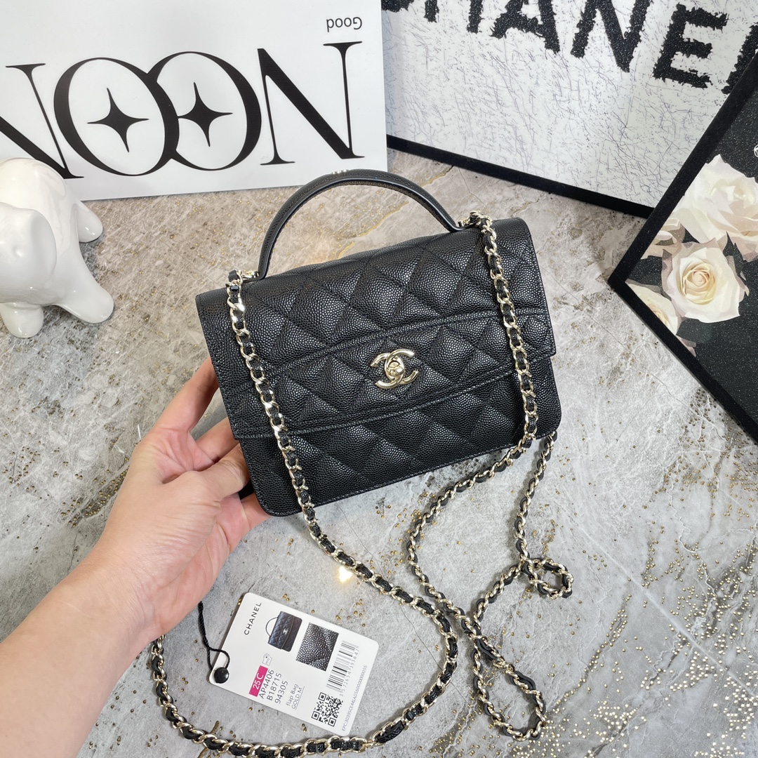TOP CHANEL Logo Handle Backpack 14x18x3cm - 2 Colors