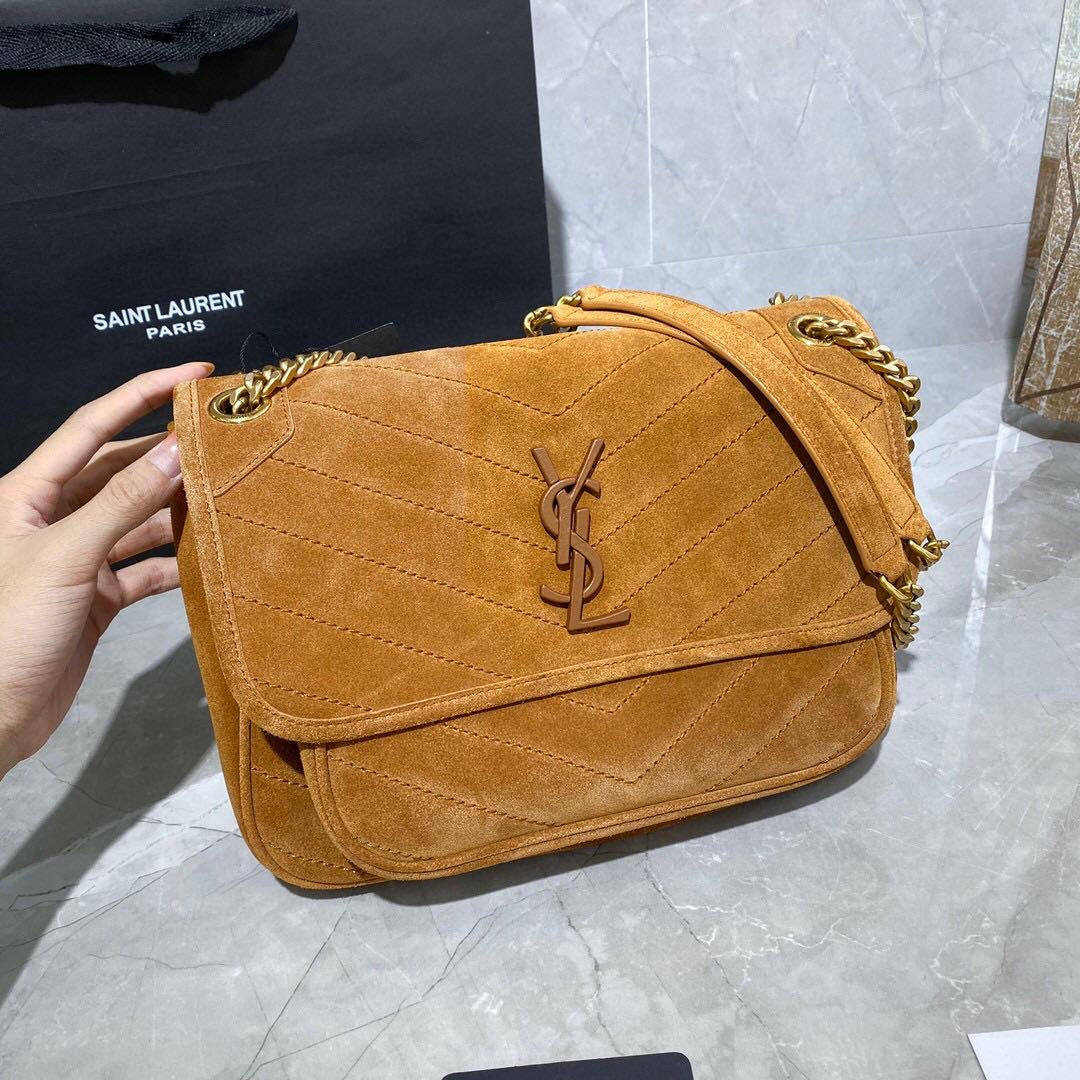 TOP Yves Saint Laurent YSL Yves Saint Laurent YSL NIKI  MEDIUM SUEDE BAG - TAN