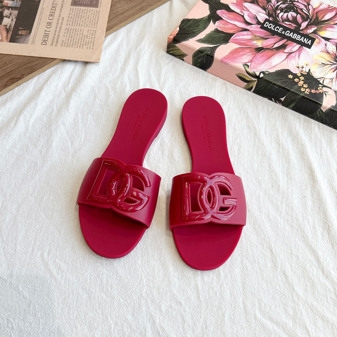 Dolce Gabbana DG Rubber flat Sandals Slide（Replica）