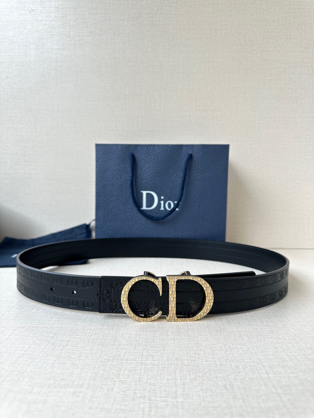 TOP Christian Dior Reversible Belt Calfskin - 3.5cm