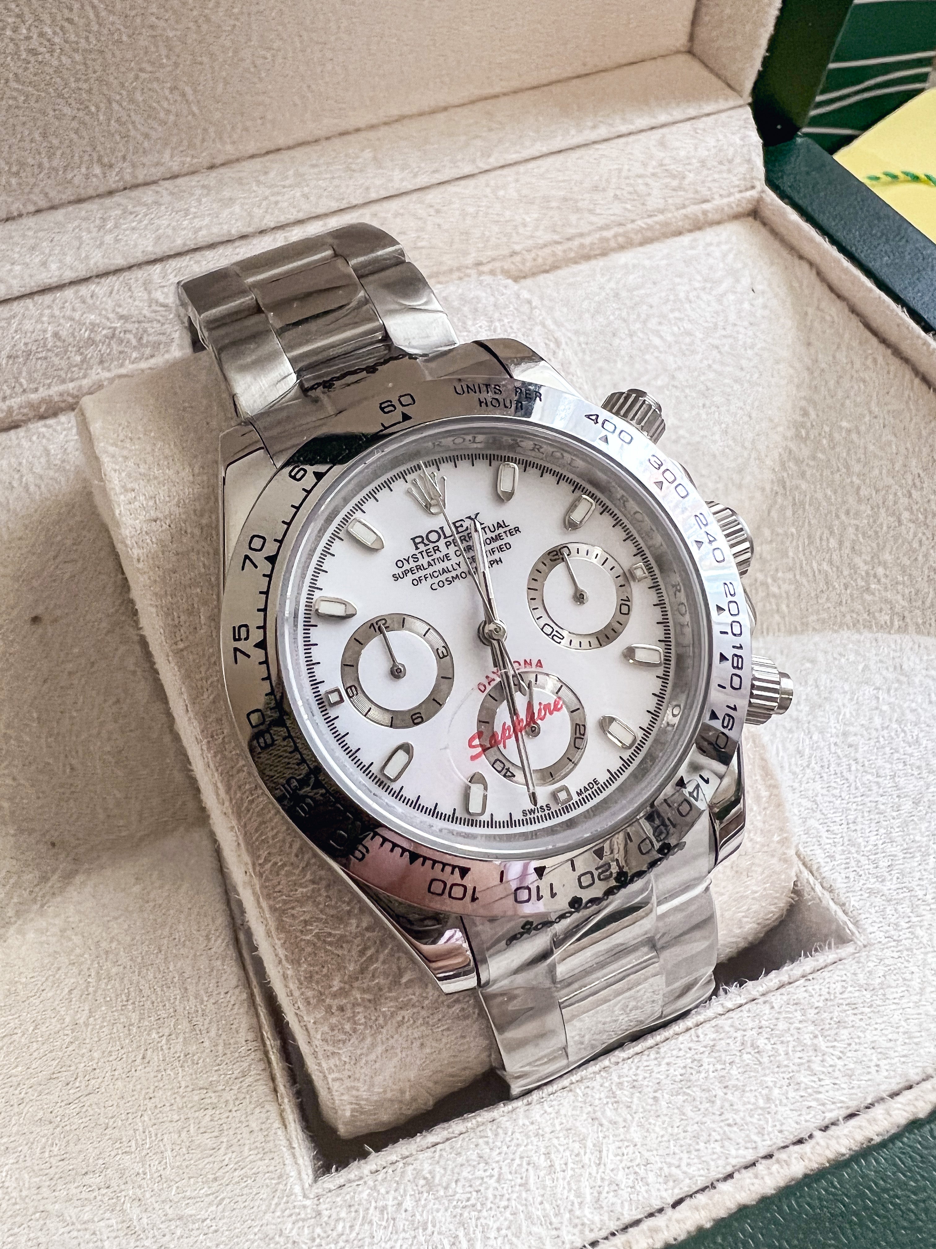 TOP ROLEX Daytona Chronograph White Dial - Silver