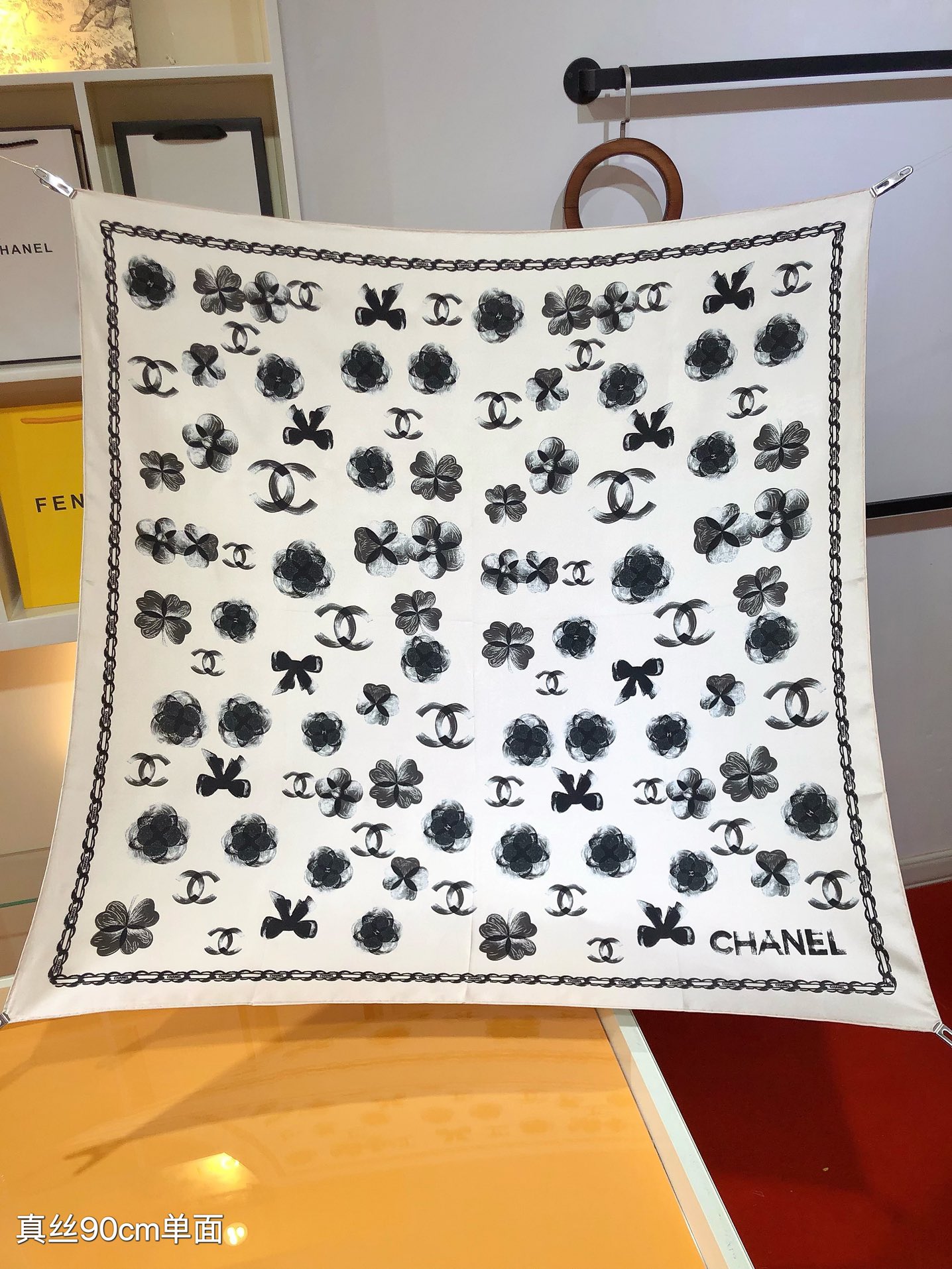 TOP CHANEL Silk Scarf 90 x 90 cm-2 Colors