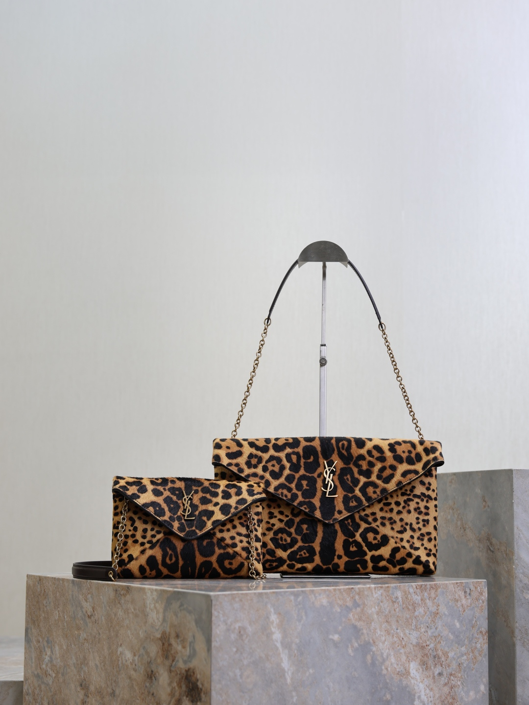 TOP Yves Saint Laurent YSL Cassandra Bag Leather-trimmed Leopard-print 19x12x3cm/29.5×18×4.5cm - Brown