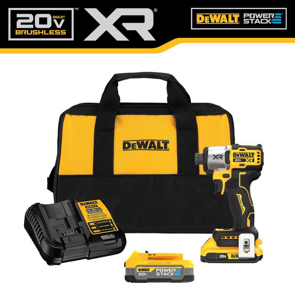 20V MAX XR Lithium-Ion Cordless Brushless 1/4 in. 3-Speed Impact Driver Kit with 2Ah and 1.7Ah Batteries, Charger & Bag