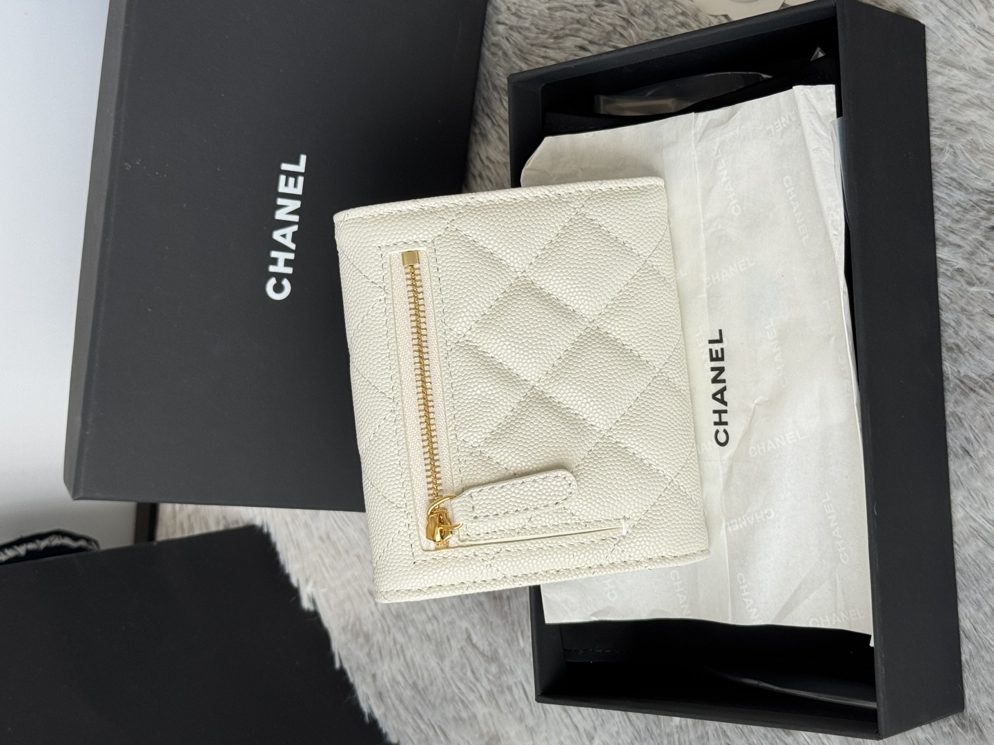 TOP CHANEL Wallet Cowhide 10.5*11.5*3cm - White