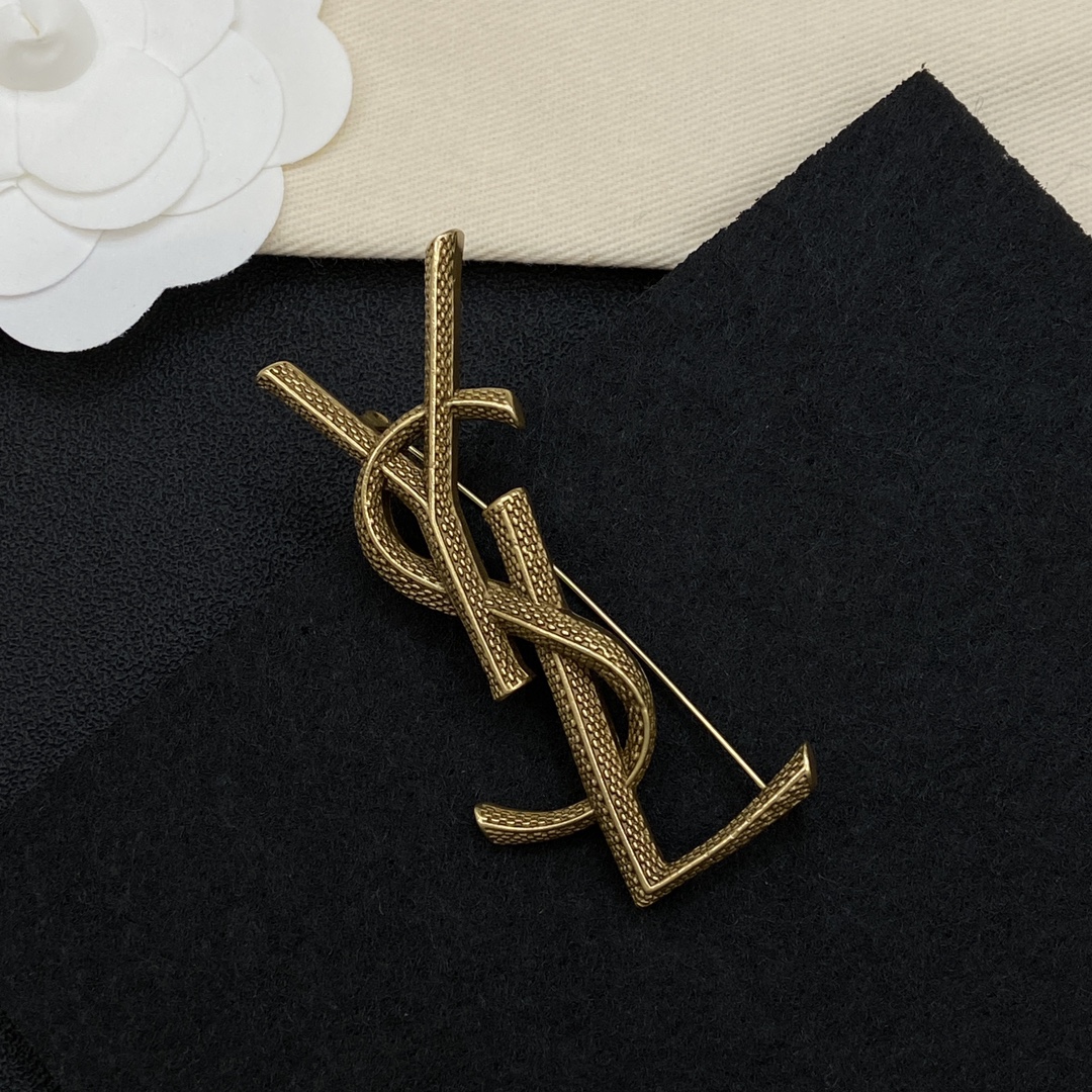 TOP Yves Saint Laurent YSL Brooch  - Gold