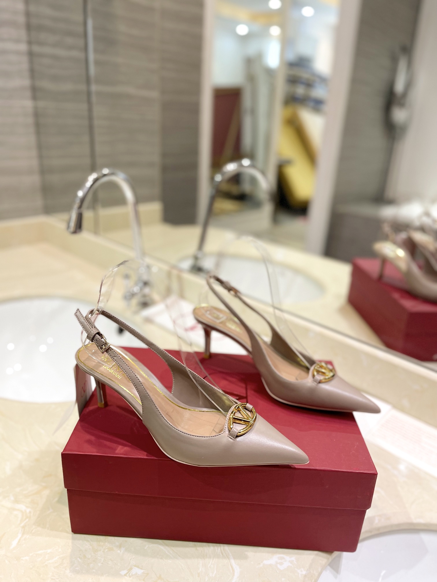 TOP VALENTINO Middle-heeled Mules with Mini Logo  - 5 Color