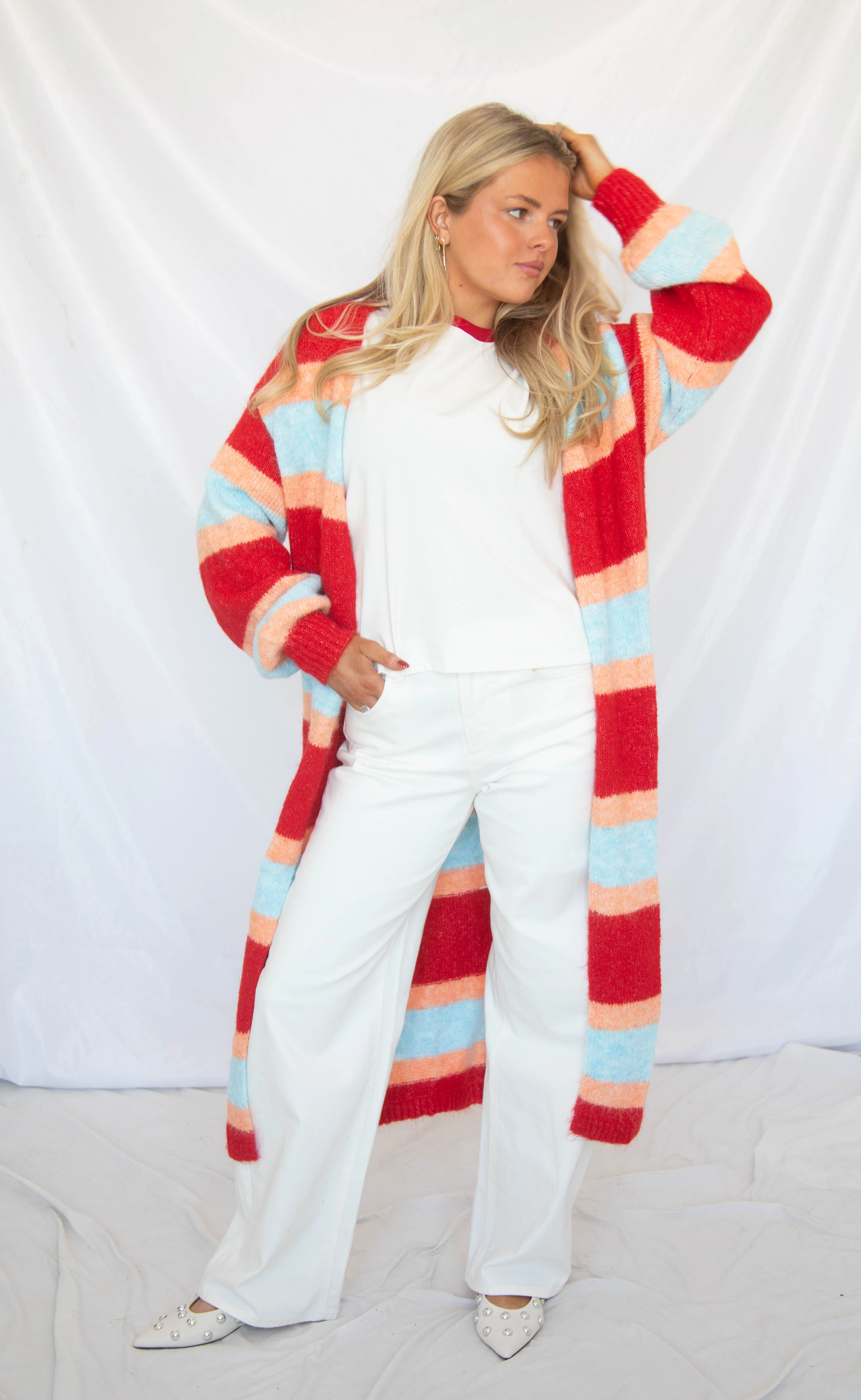 never let you go striped cardigan