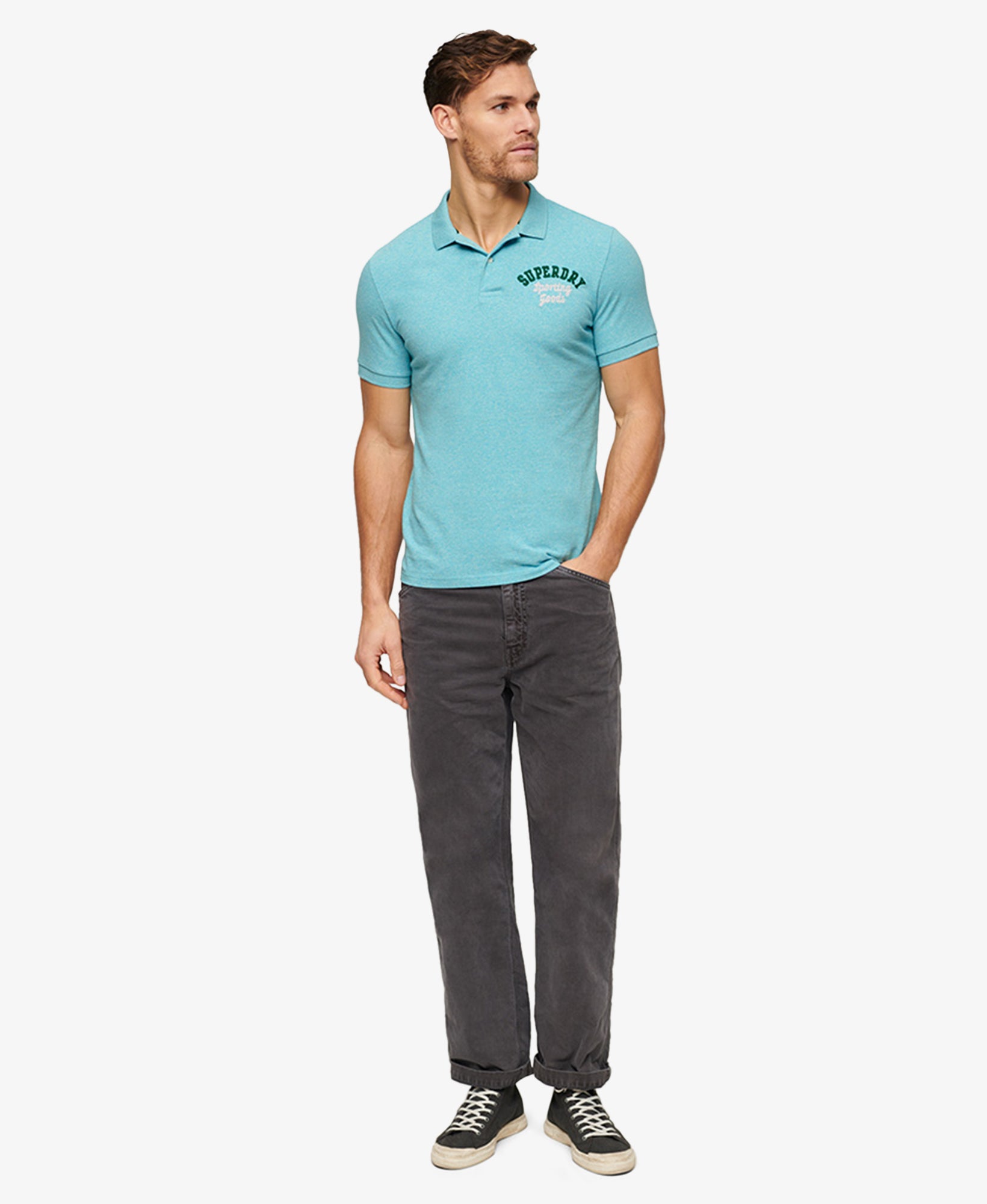 Applique Classic Fit Polo | Aqua Blue